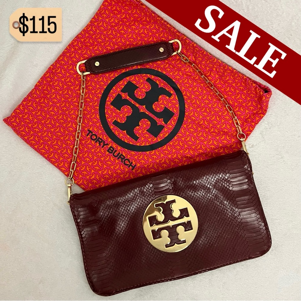 ✨✨✨✨SOLD✨✨✨✨ Tory Burch Authentic RARE Python Leather Maroon Shoulder Bag